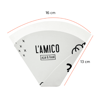 Empabalagem Cone para Crepe Antivazamento (16 x 13cm) Personalizado