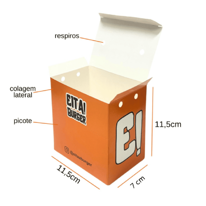 Embalagem Para Batata Frita e Frituras Delivery (11,5 x 7 x 11,5 cm) Personalizada