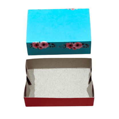 Embalagem Para Brigadeiro, Docinhos Floral Azul (12,3 x 8,3 x 3,5 cm) - 100 unidades