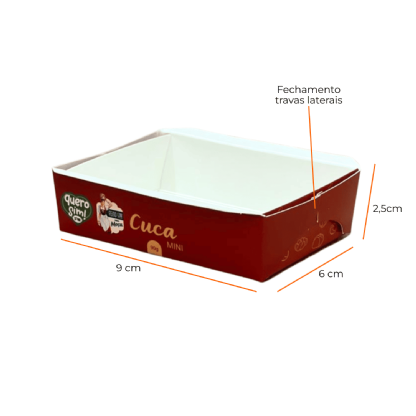 Forma forneavel para Brownie, Cuca (8,5 x 7 x 2 cm) c/ Tampa Pet - 100 unidades