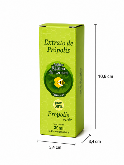 Embalagem Cartucho para Extrato de Própolis 30ml (3,4 x 3,4 x 10,6 cm) Personalizada