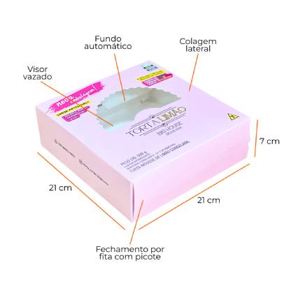 Embalagem para Torta Multiuso (21 x 21 x 7 cm) Personalizada