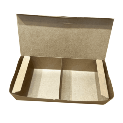 Embalagem Kraft Delivery c/ laminação Interna M (19 x 11 x 6 cm) c/ divisória - 100 Unidades