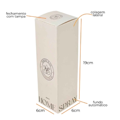 Embalagem para Home Spray (6 x 6 x 19 cm) Personalizada