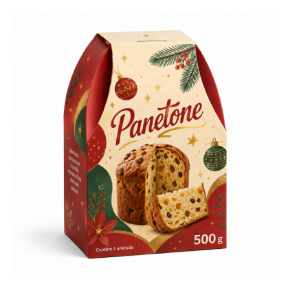 Embalagem para Panetone e Chocotone 500g (15 ,5 x 15,5 x 22,5 cm) Personalizado