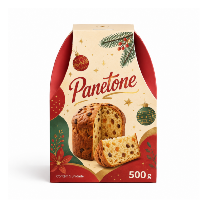 Embalagem para Panetone e Chocotone 500g (15 ,5 x 15,5 x 22,5 cm) Personalizado