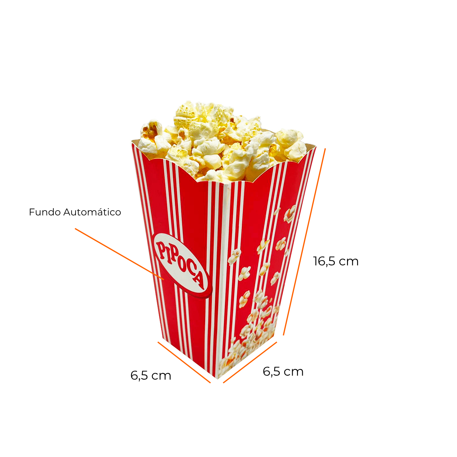 Embalagem para Pipoca (6,5 x 6,5 x 16,5 cm) Personalizada