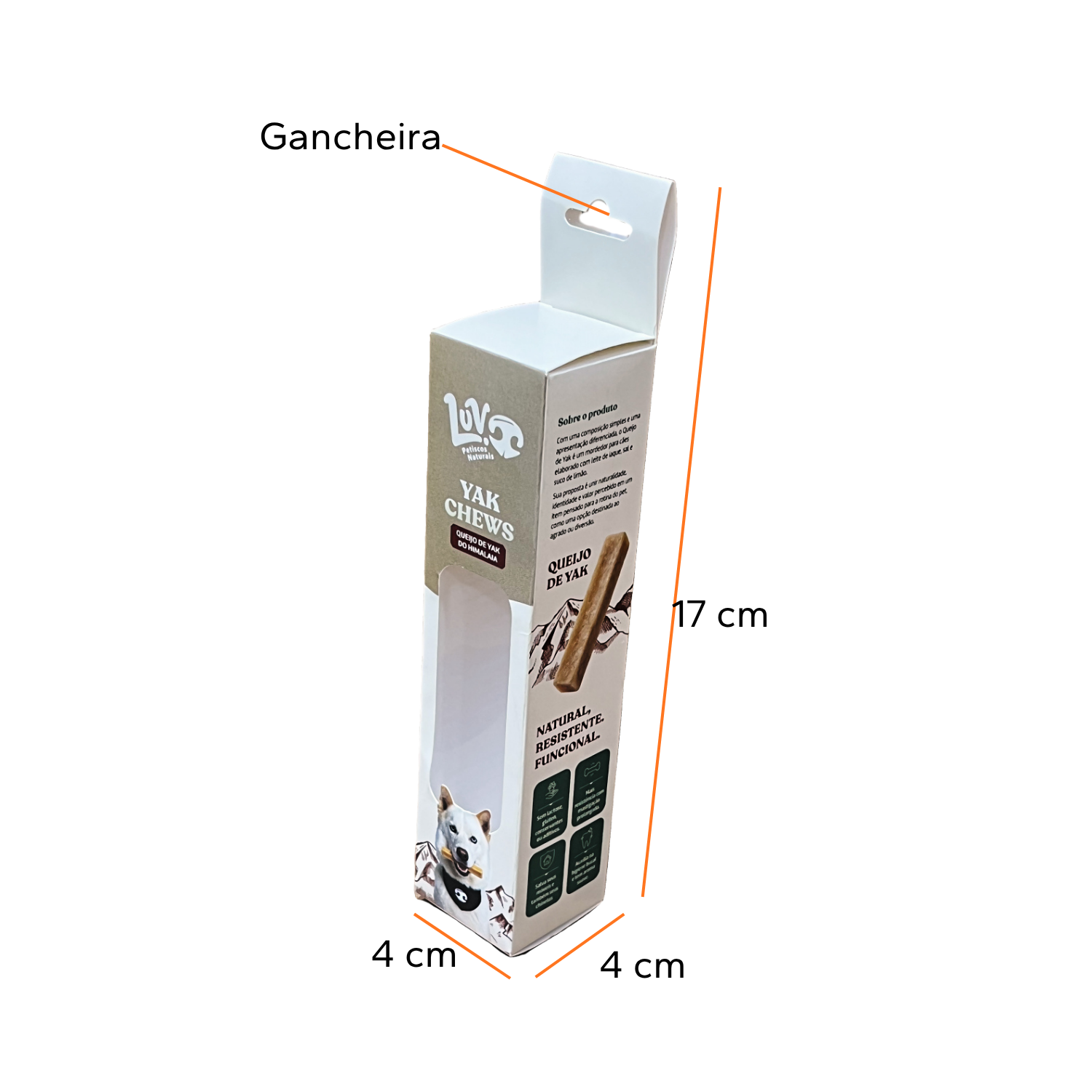 Embalagem Expositora para Produtos Pet 4 x 4 x 17 cm Personalizada