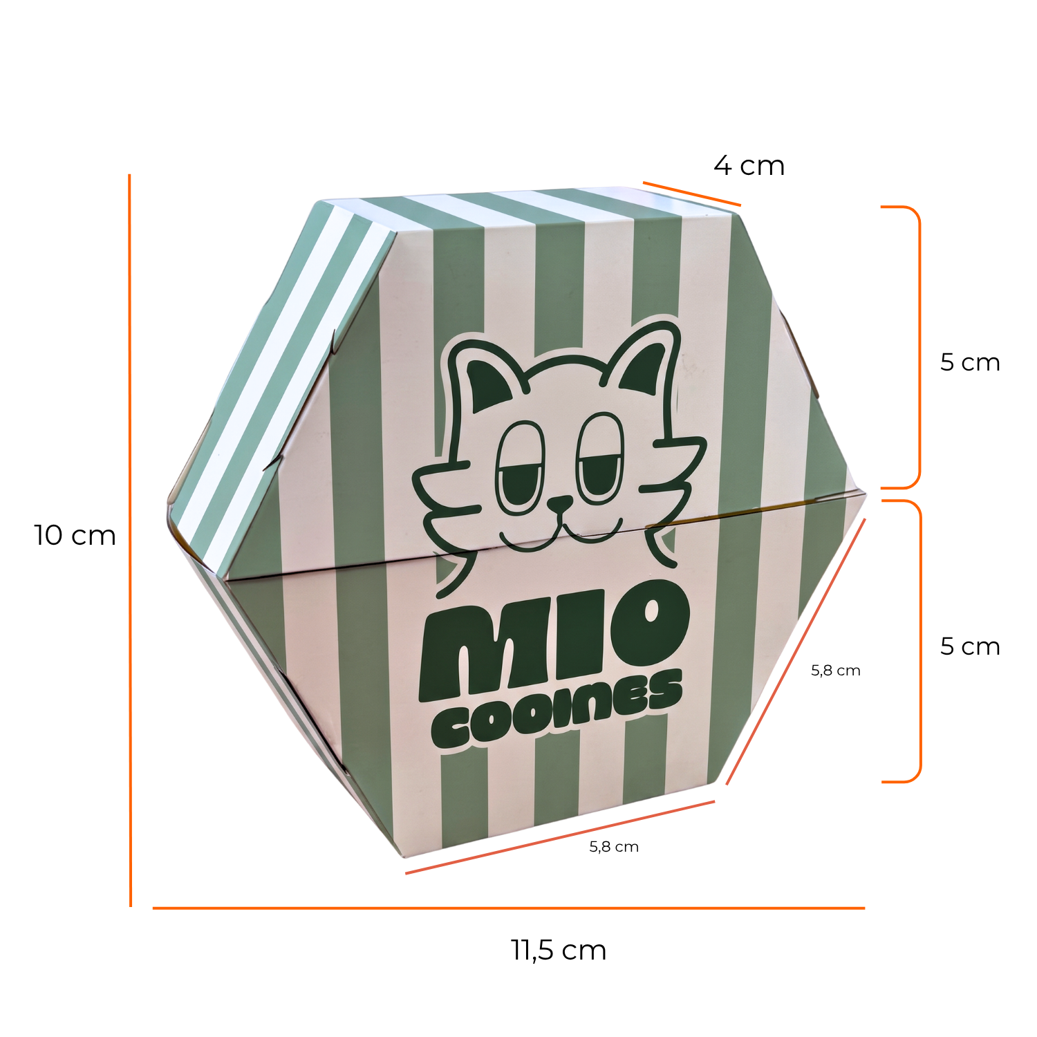 Embalagem Hexagonal para Cookie (11,5 x 10 x 4 cm) Personalizada