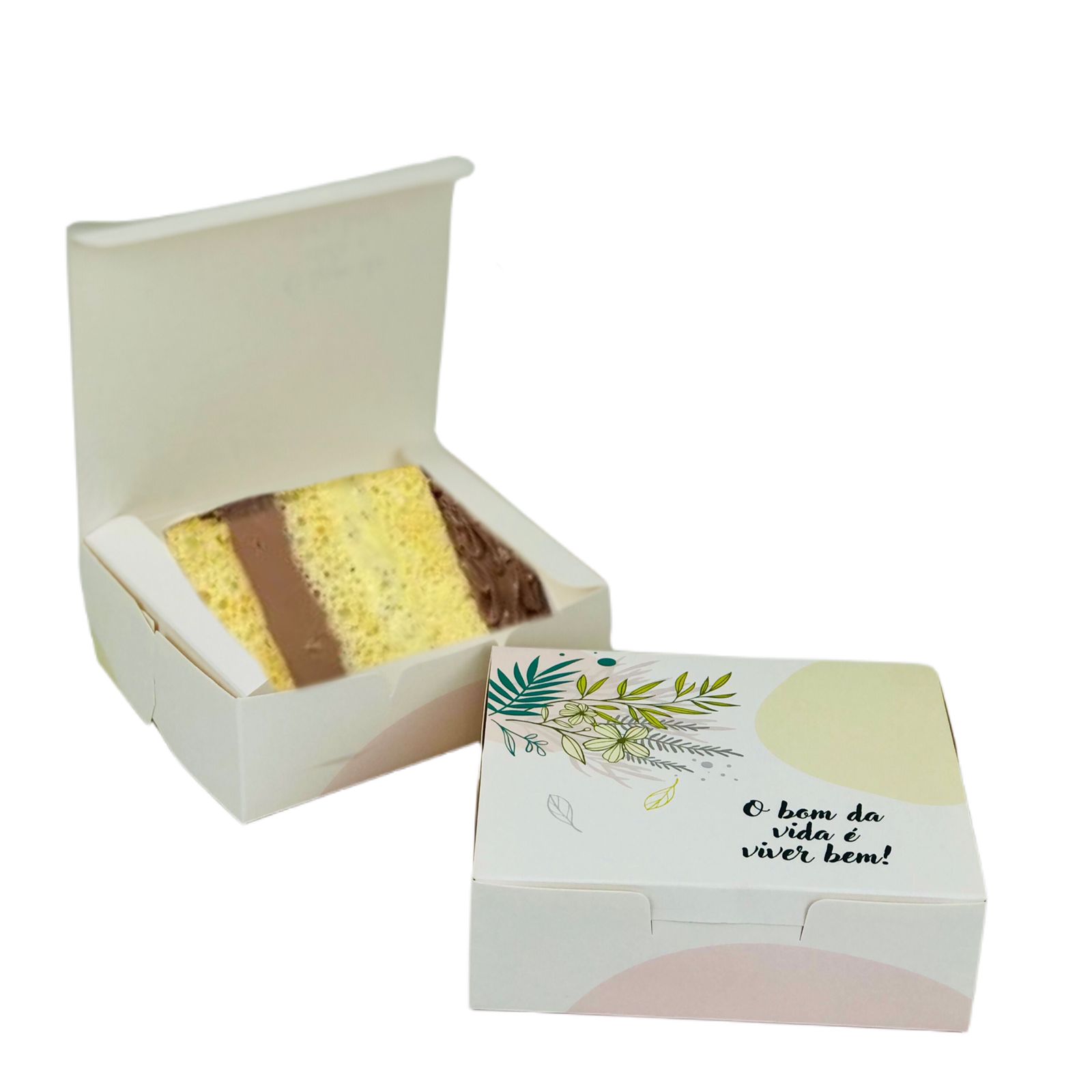 Embalagem slice cake Bolo Fatia Retangular c/ Plastificação (12 x 10 x 4 cm) Viver Bem – 100 unidades