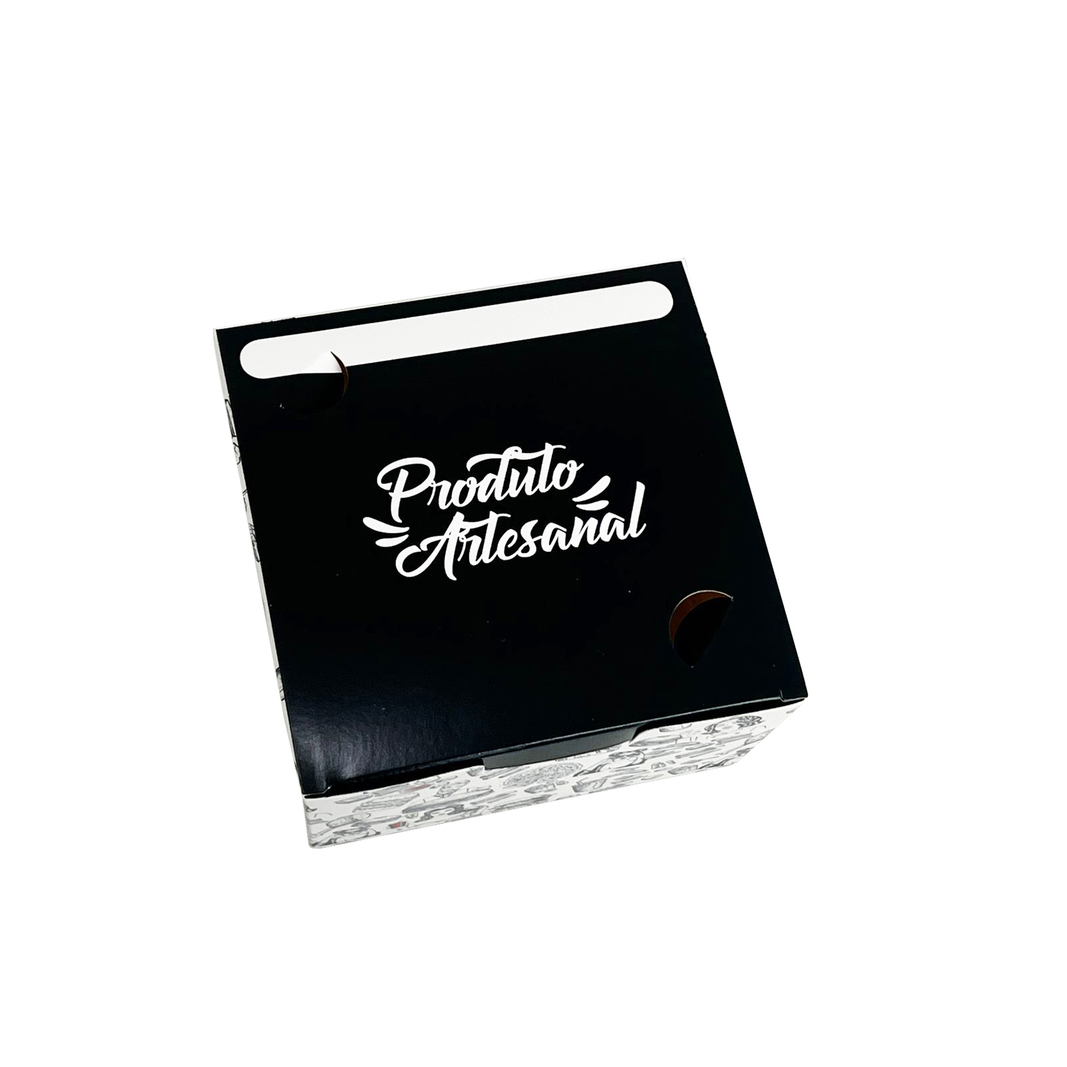 Embalagem Lanche Gourmet Linha Artesanal Empilhavel (12,4 x 12 x 7,6 cm) - 100 Unidades