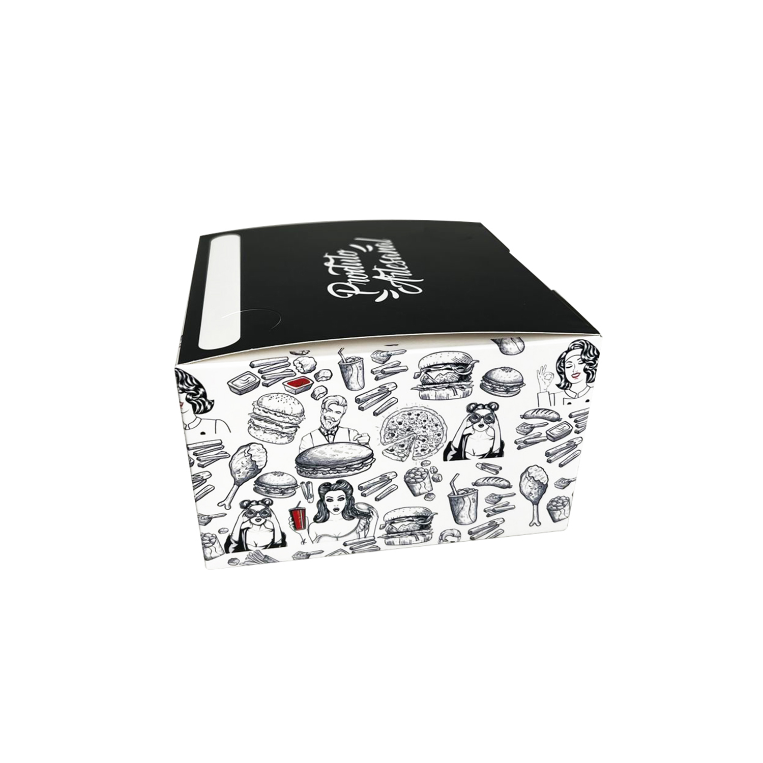 Embalagem Lanche Gourmet Linha Artesanal Empilhavel (12,4 x 12 x 7,6 cm) - 100 Unidades