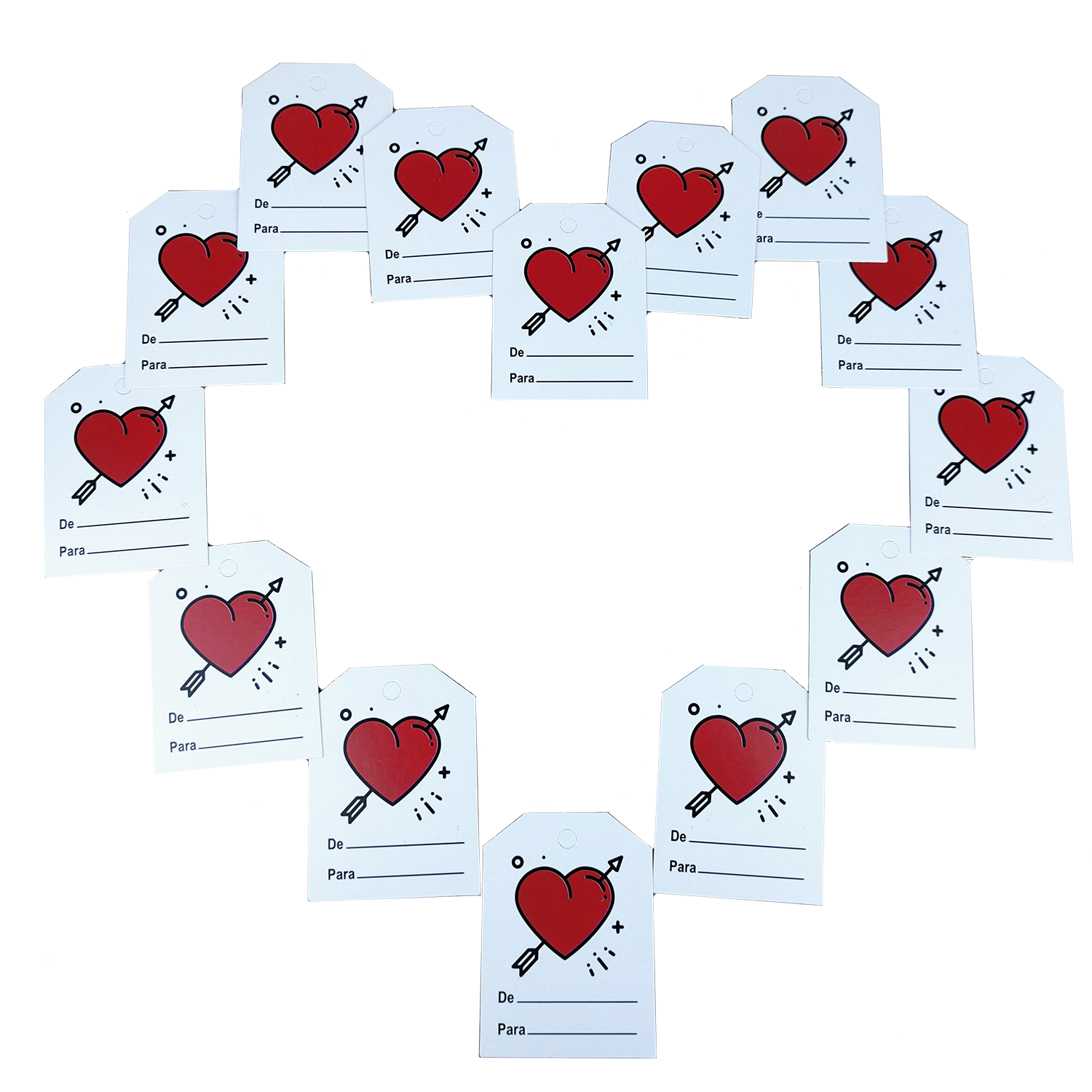 Tag Chanfrada Coração Vermelho (5 x 7,5 cm) - 100 Unidades