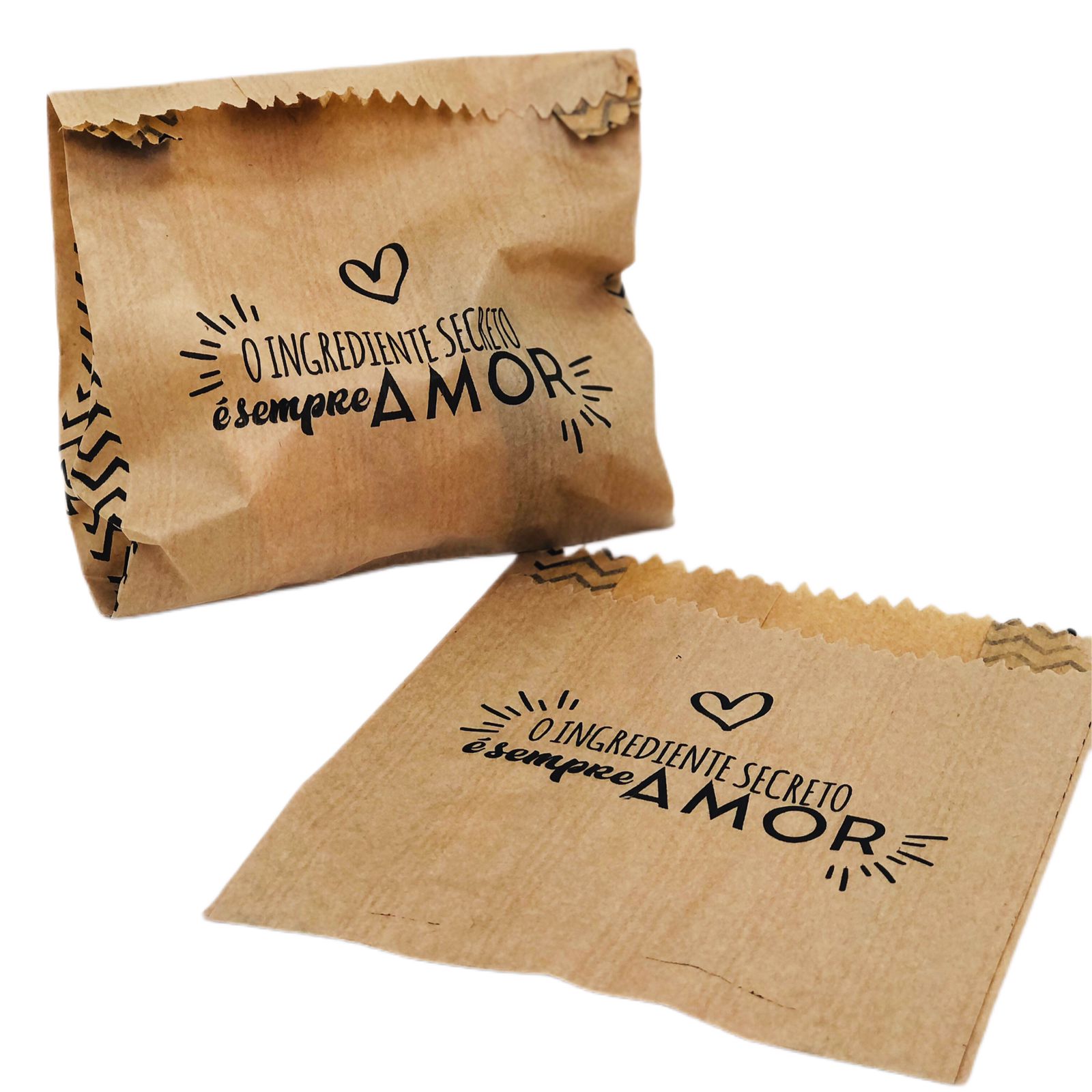 Saquinho Pardo Lanche, porçoes (13 x 5,5 x 15 ) Sempre Amor - 500 unidades