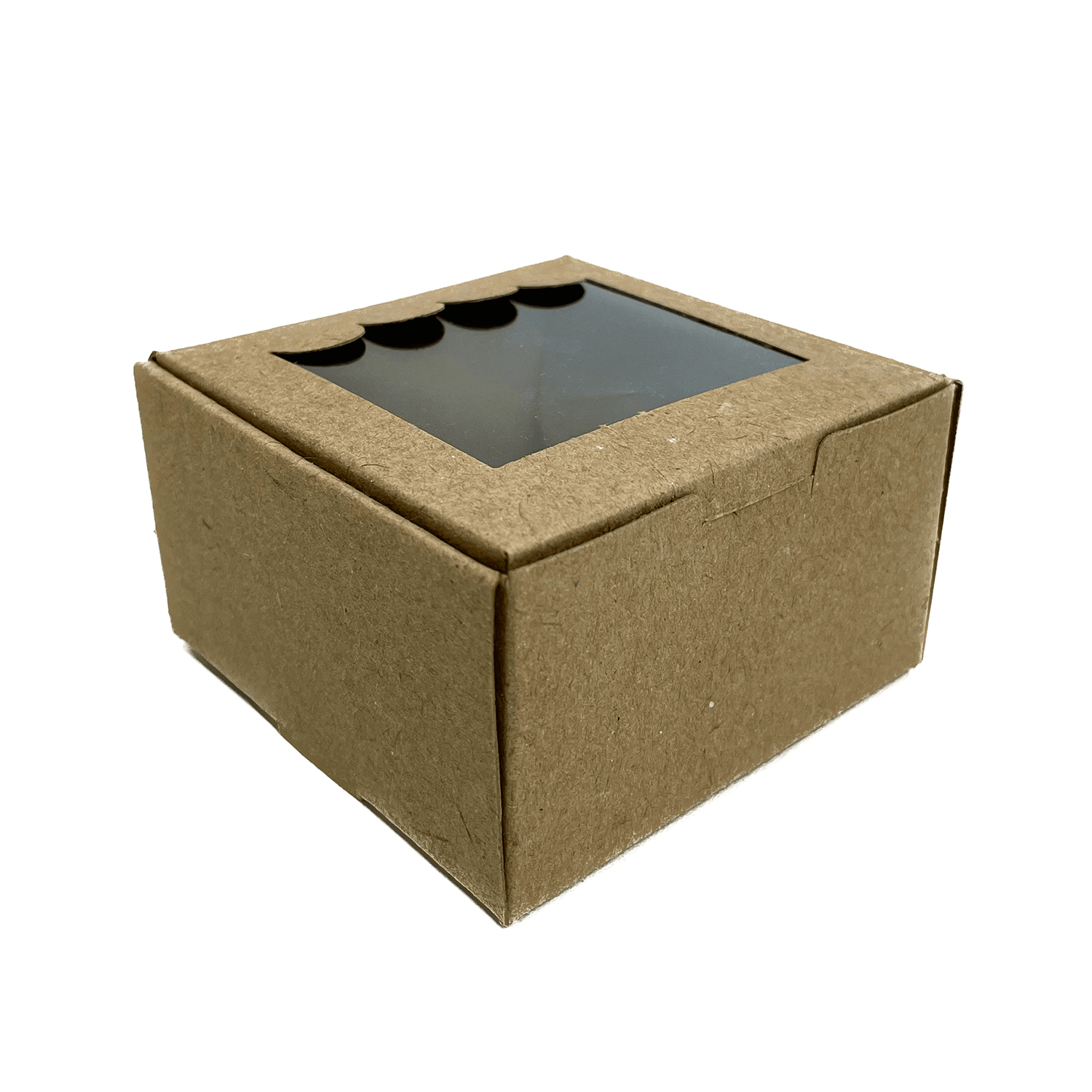 Embalagem Kraft c/ Visor (8 x 8 x 4,5 cm) Lisa - 100 Unidades