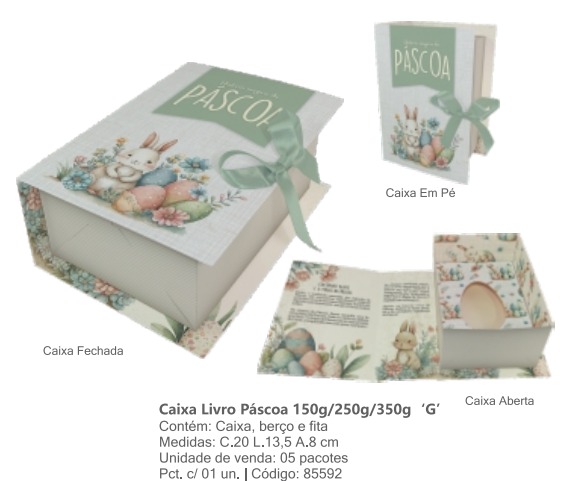 Caixa Livro Pascoa Charmosa 150/250/350g - 1 Unidades