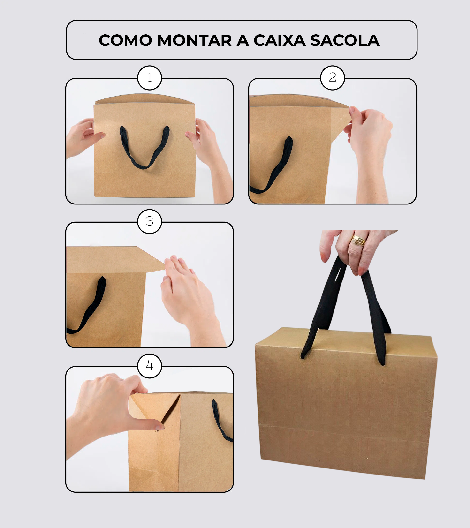 Caixa Sacola Kraft M (25 x 12 x 18,5 cm) - 50 unidades