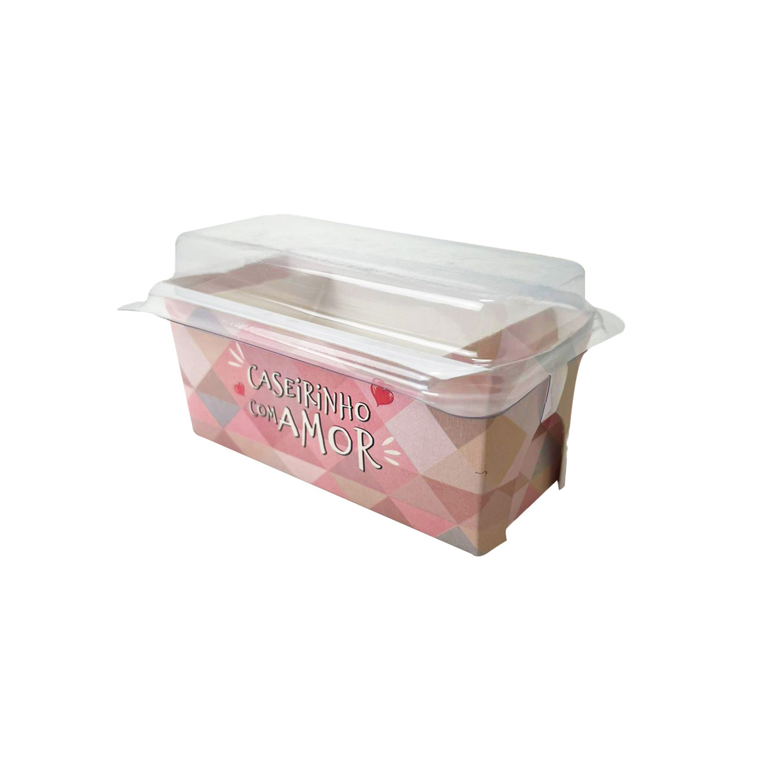 Forma Forneável, Caseirinho, Bolo 100g c/ Tampa Com Amor - 100 Unidades
