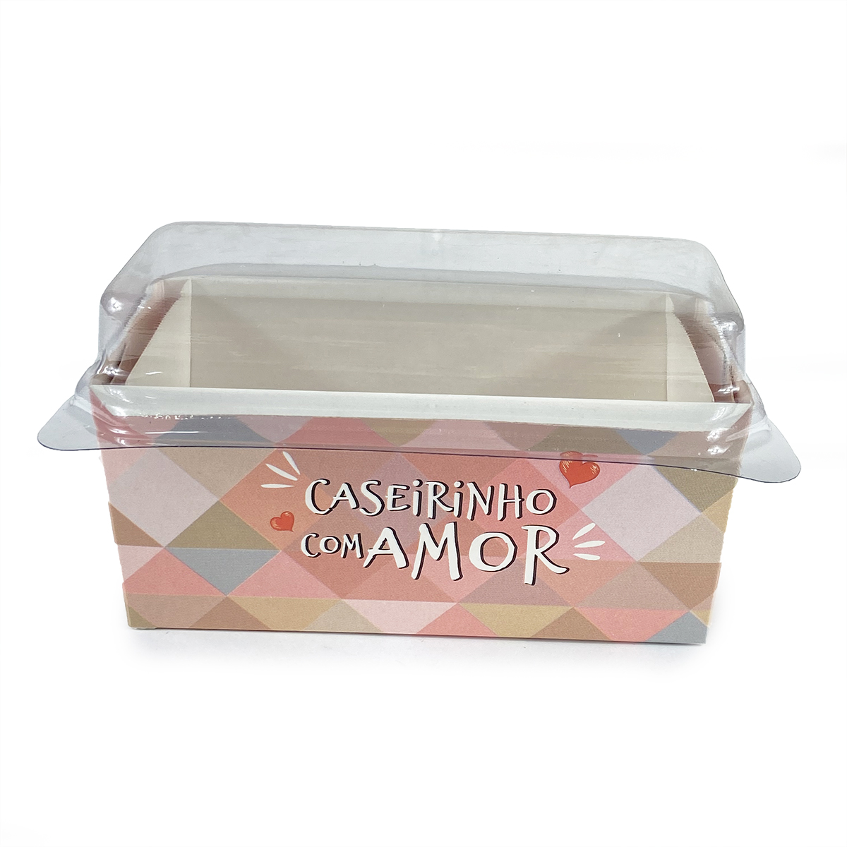 Forma Forneável, Caseirinho, Bolo 100g c/ Tampa Com Amor - 100 Unidades