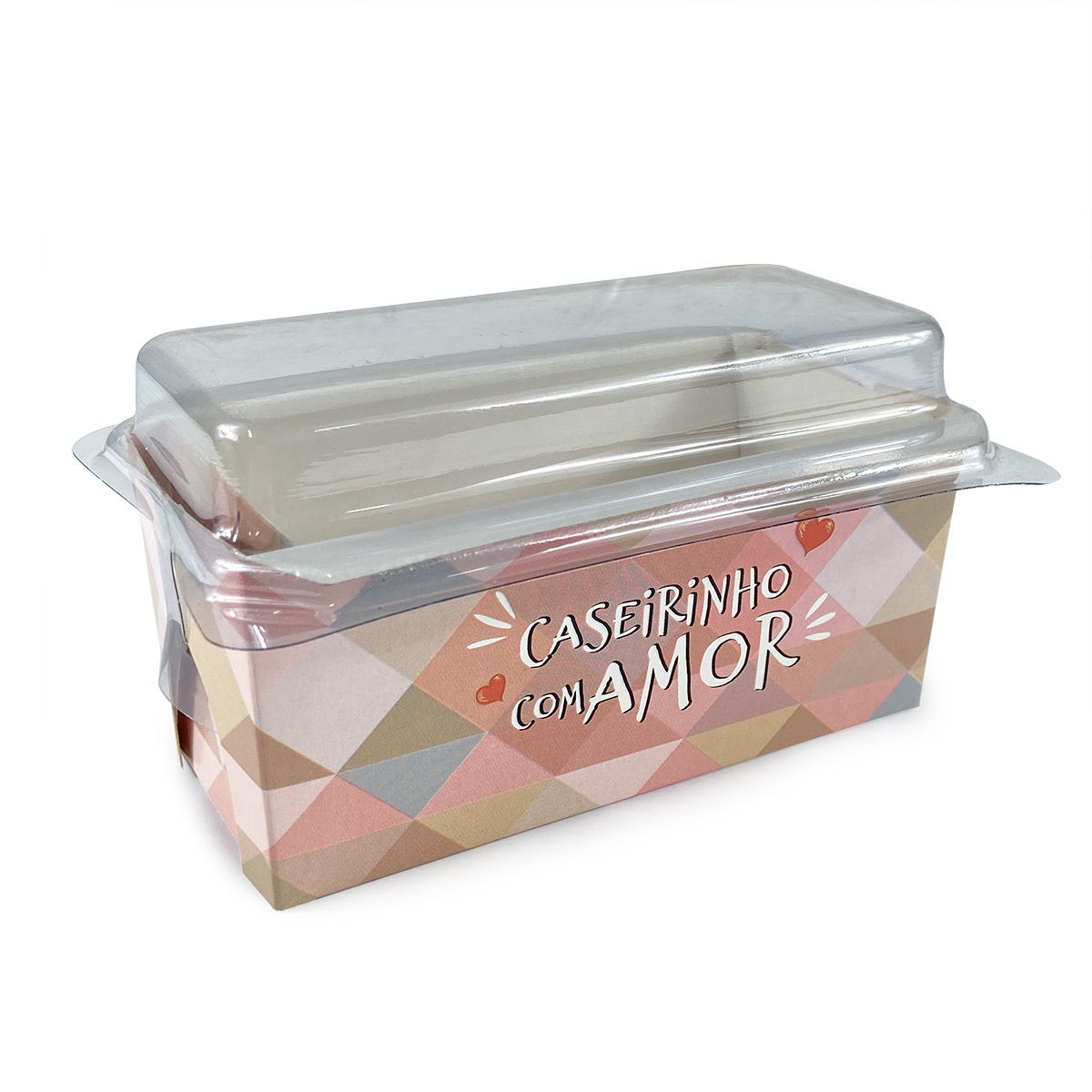 Forma Forneável, Caseirinho, Bolo 100g c/ Tampa Com Amor - 100 Unidades