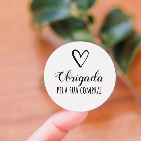 Etiqueta lacre adesivo (5,8 cm) redondo ''Obrigada pela sua compra'' - 1 mil unidades