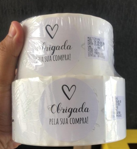 Etiqueta lacre adesivo (5,8 cm) redondo ''Obrigada pela sua compra'' - 1 mil unidades