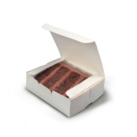 Embalagem Bolo Fatia retangular c/ Plastificação (12 x 10 x 4 cm) Branca - 100 Unidades