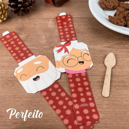 Cinta multiuso Natal pão de mel/bolo no pote (32 x 5,5cm) Mamãe Noel - 100 unidades