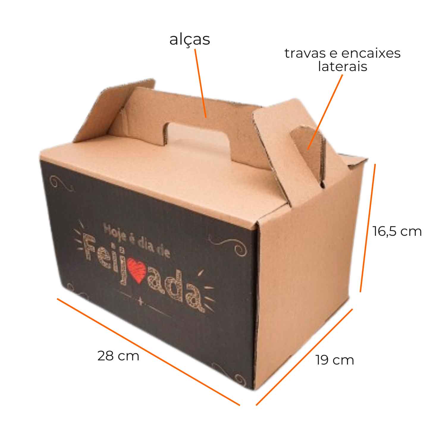 Caixa papelão p/ Transporte Feijoada PRETA (28 x 19 x 16,5 cm) - 50 unidades