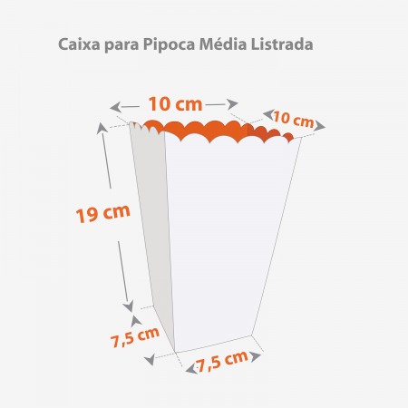 Caixinha Pipoca Média (7,5 x 10 x 19cm) Listrada - 100 unidades