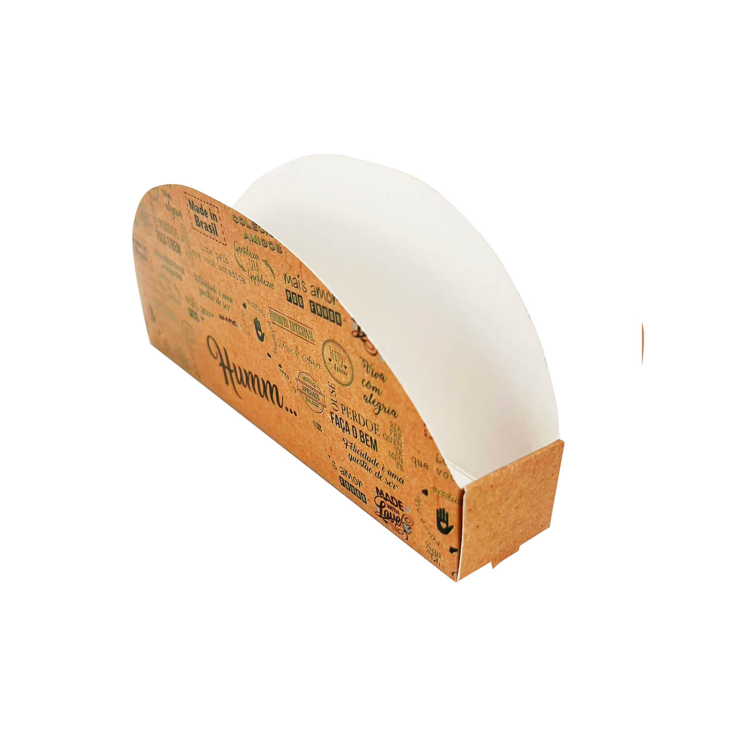 Embalagem Caixa para Tacos, Tapioca, Wafle (15,5 X 2,5 X 7 cm) - 100 unidades