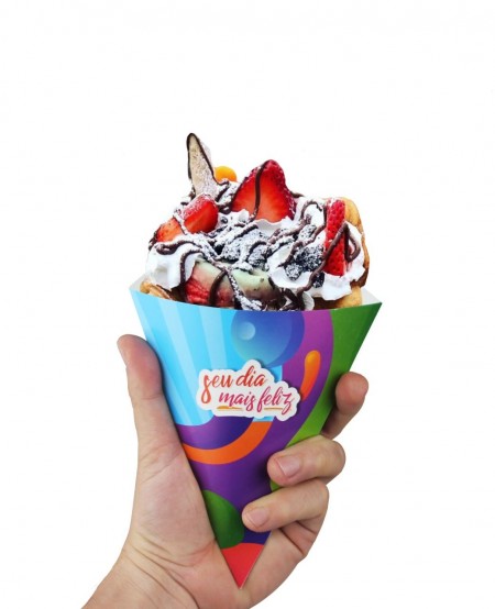 Embalagem Cone Bubble Waffle, Crepe, Wrap - 100 Unidades