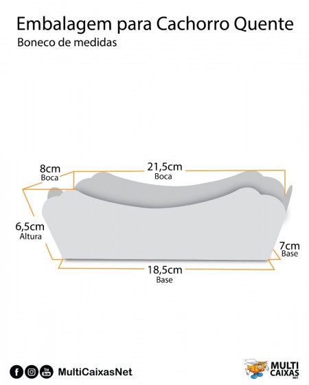 Embalagem Hot Dog (18,5 x 7 x 5,6 cm) Retrô -100 Unidades