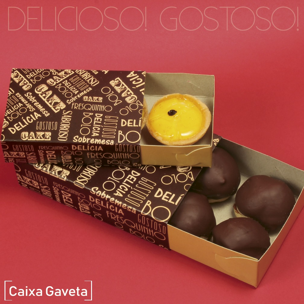 Embalagem p/ 6 Doces Modelo Gaveta - 100 Unidades