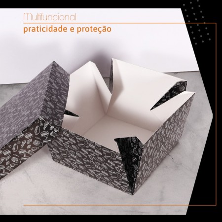 Embalagem Prato p/ Lanche Hambúrguer (13 x 13 x 9 cm) Linha Preta - 100 unidades