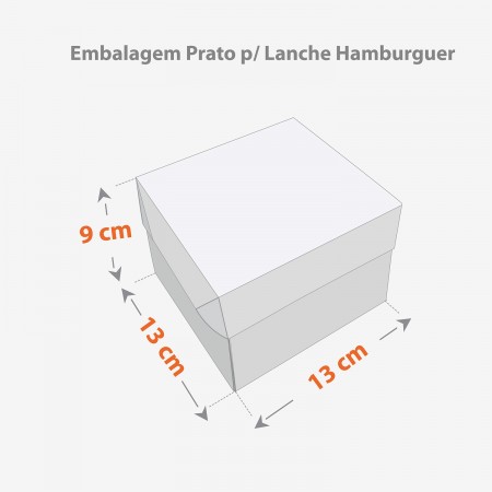 Embalagem Prato p/ Lanche Hambúrguer (13 x 13 x 9 cm) Linha Preta - 100 unidades