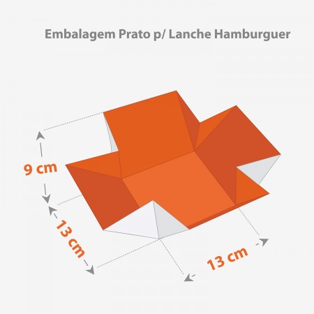 Embalagem Prato p/ Lanche Hambúrguer (13 x 13 x 9 cm) Linha Preta - 100 unidades