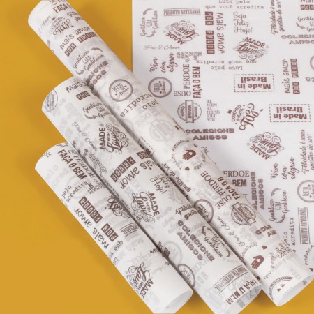 Papel Antigordura para Alimentos (14 x 20 cm) Linha Frases – 2mil folhas