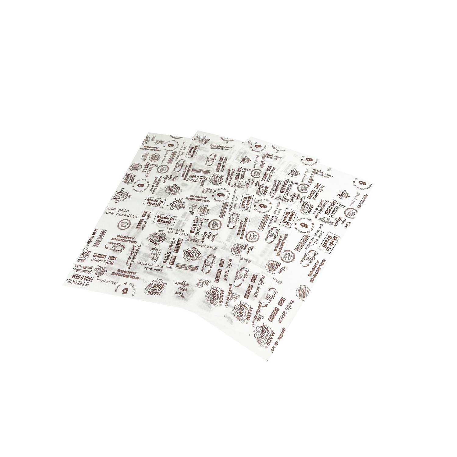 Papel Antigordura p/ Alimentos (20 x 28 cm) Linha Frases - Caixa c/ 1 mil folhas