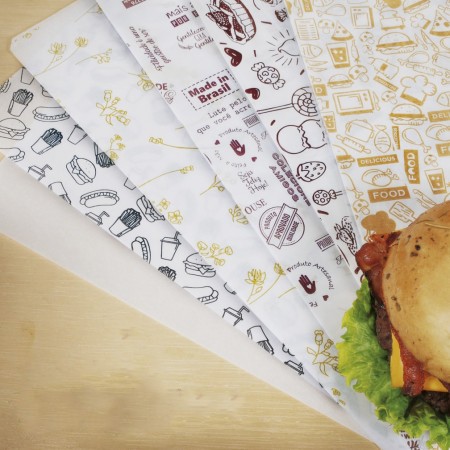 Papel Antigordura para Alimentos (28 x 40 cm) Branco e Preto – 500 folhas