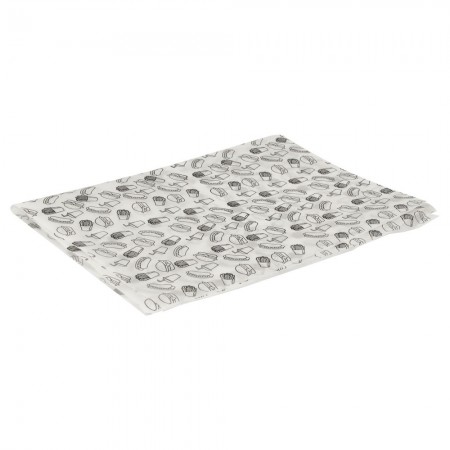 Papel Antigordura para Alimentos (28 x 40 cm) Branco e Preto – 500 folhas