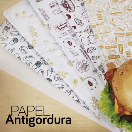 Papel Antigordura para Alimentos (28 x 40 cm) Lisa Branca – 500 folhas