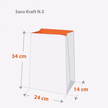 Saco Kraft (24 x 14 x 34 cm) Linha Preta - 100 Unidades