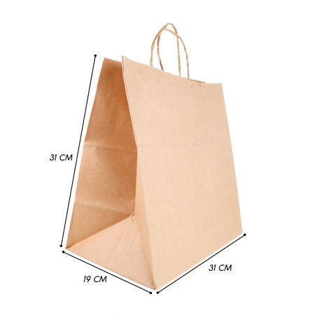 Sacola Kraft (31 x 19 x 31 cm) lisa - 100 unidades