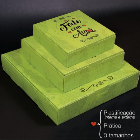 Embalagem p/ Doces, Salgados, Frituras Delivery Feito com Amor - 100 Unidades