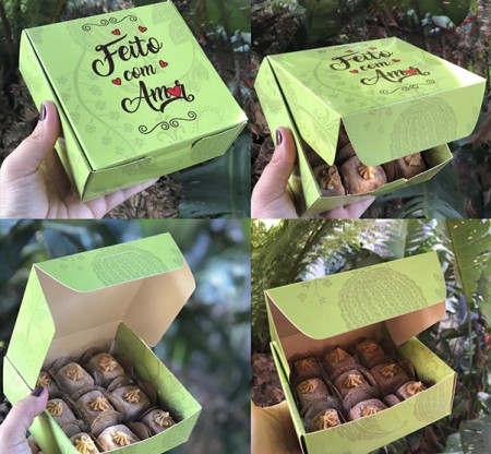 Embalagem p/ Doces, Salgados, Frituras Delivery Feito com Amor - 100 Unidades