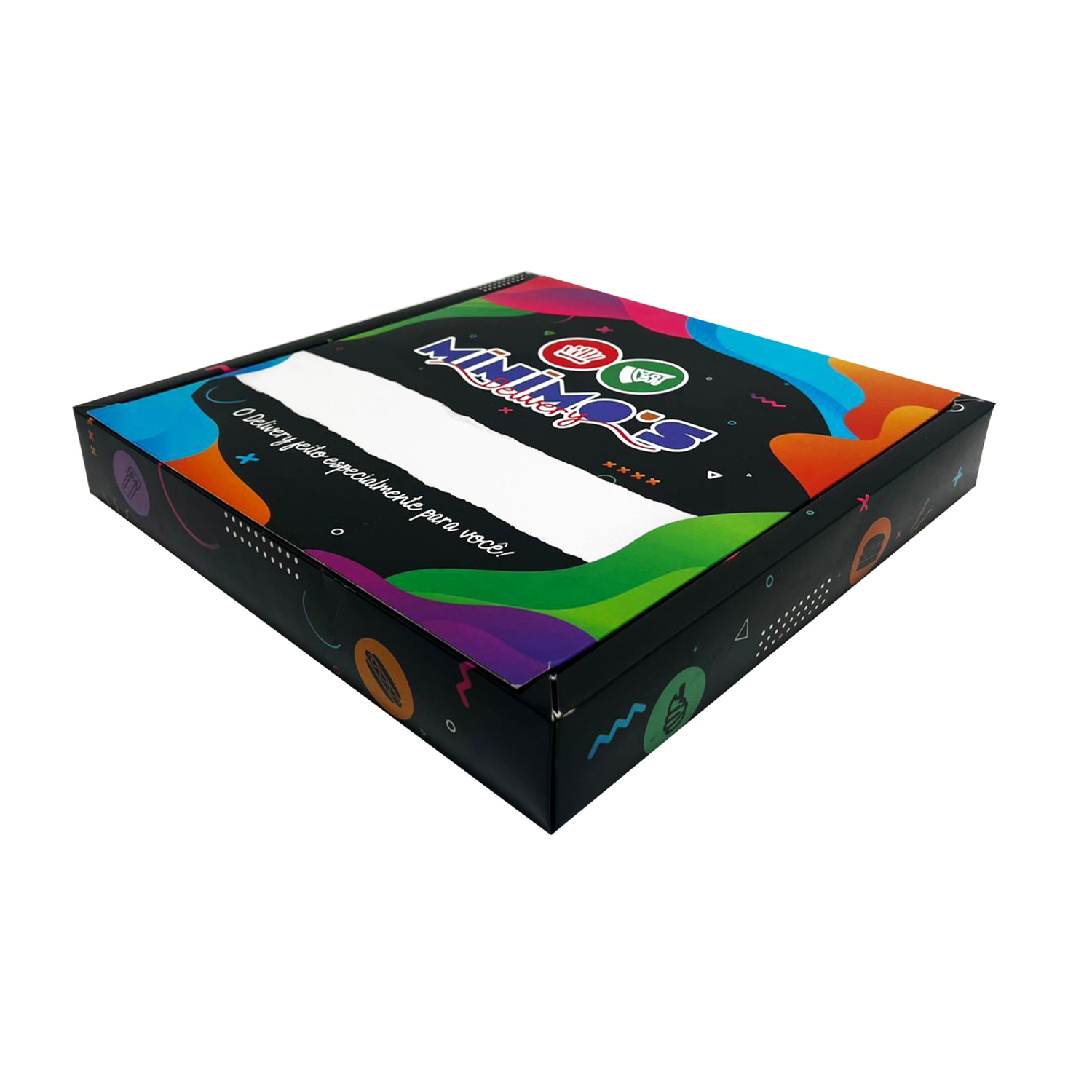 Embalagem para Delivery Plastificada (30 x 30 x 5 cm)c/ divisória e tampa removivel Personalizada