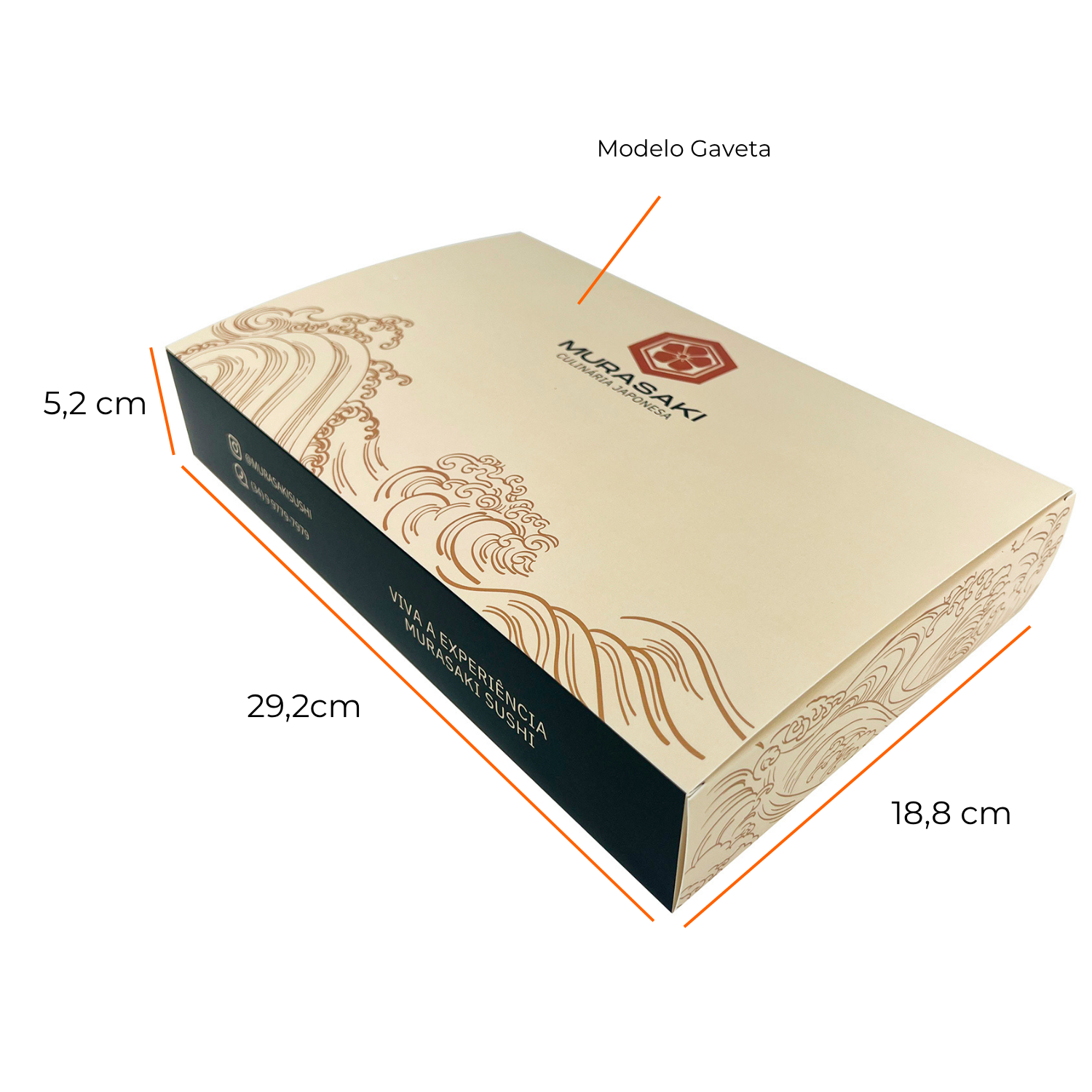 Embalagem para Sushi Gaveta (29,2 x 18,8 x 5,2) Personalizada