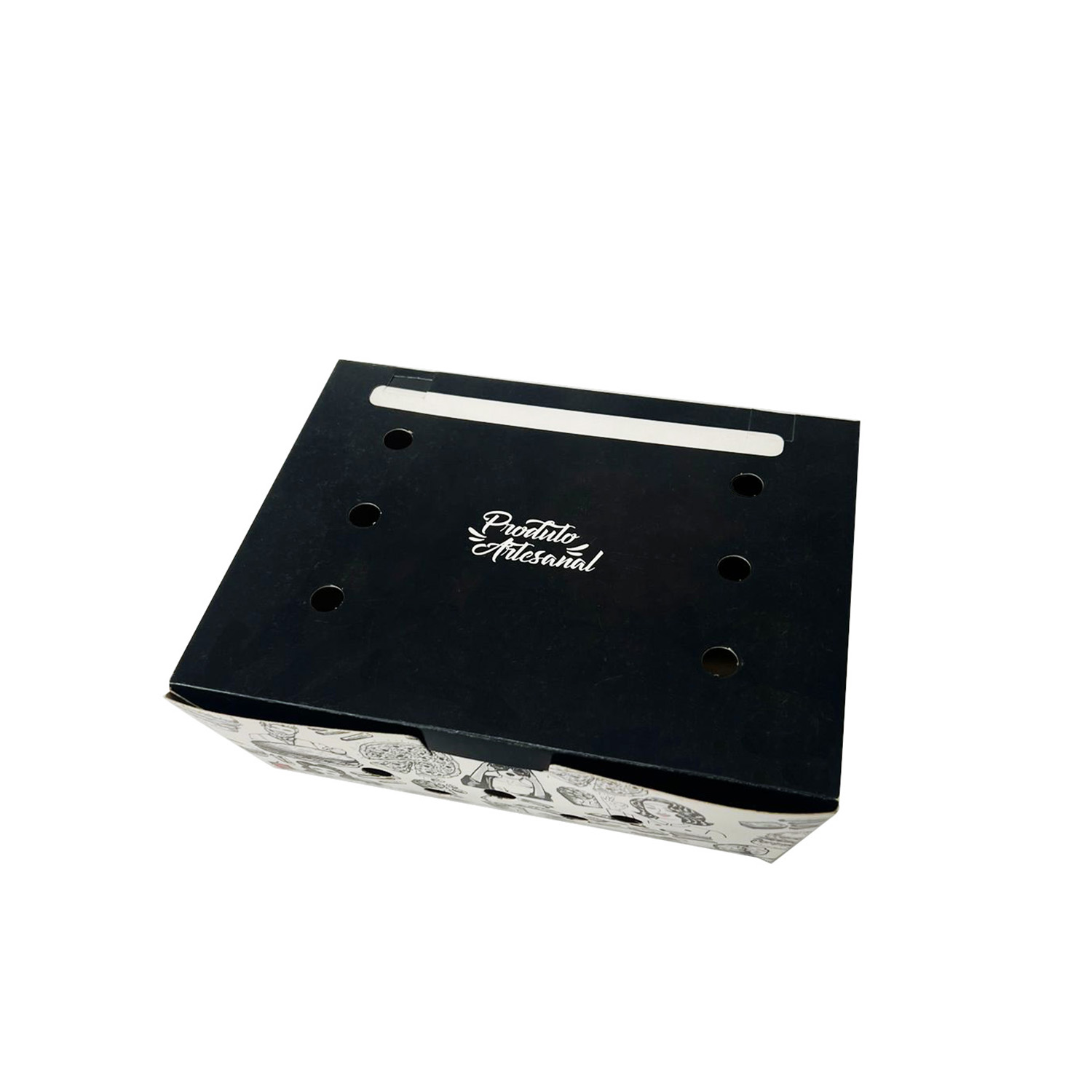 Embalagem para Frituras, Fritas e Porções Delivery c/ Respiros (17 x 12 x 7 cm) Linha Artesanal - 100 unidades