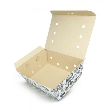Embalagem para Frituras, Fritas e Porções Delivery c/ Respiros (17 x 12 x 7 cm) Linha Artesanal - 100 unidades